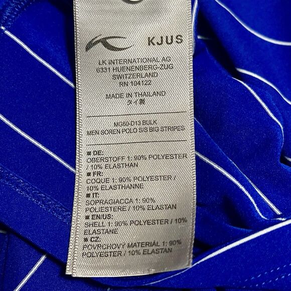 KJUS Polo Shirt Mens 52 Large Blue Stripe Golf Performance Pullover Short Sleeve - Picture 5 of 7